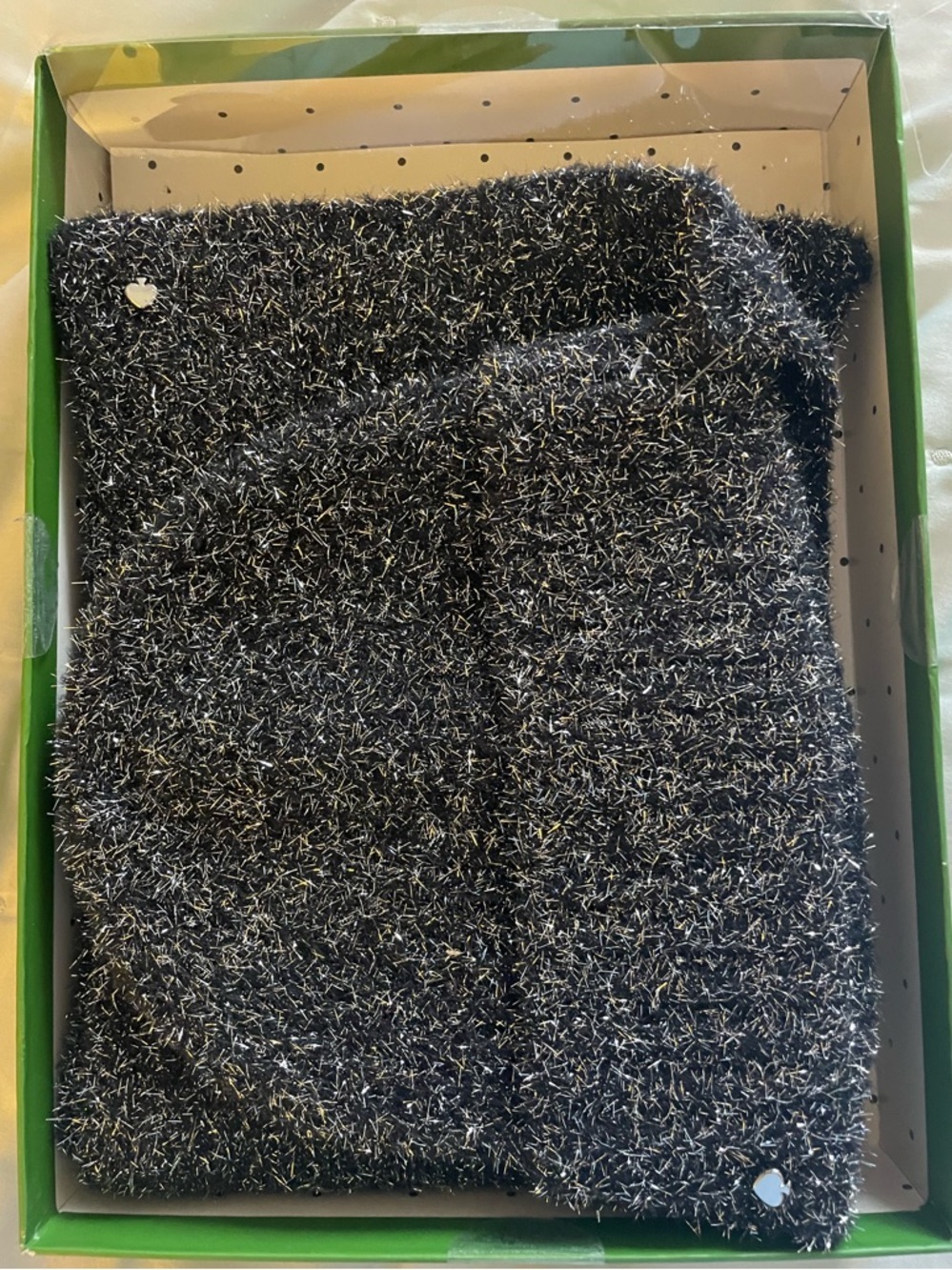 Kate Spade black and silver metallic beanie & scarf boxed set
